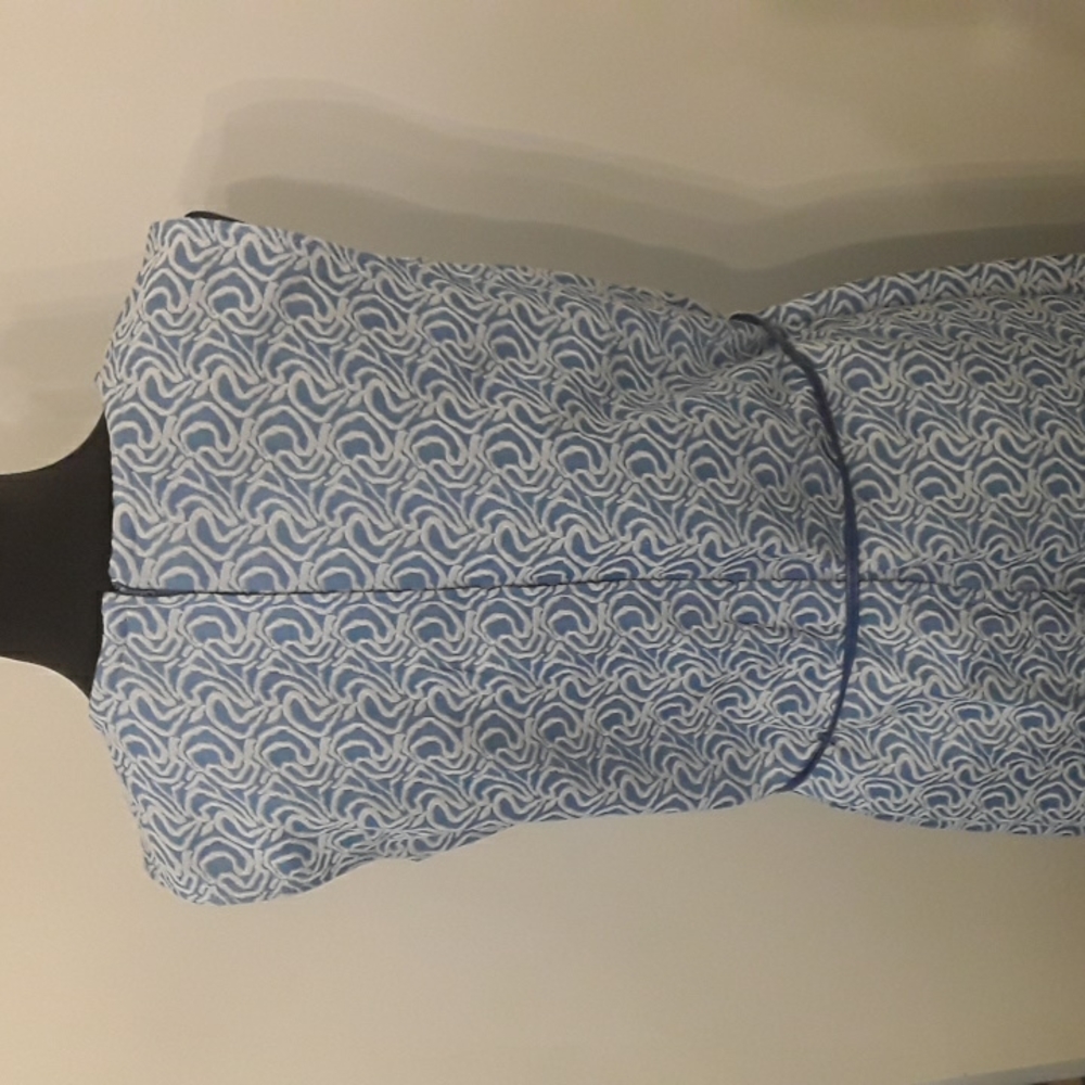Vintage 60s Blue and White Mod Dress 16 - Picture 6 of 11